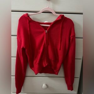 red cropped jacket
